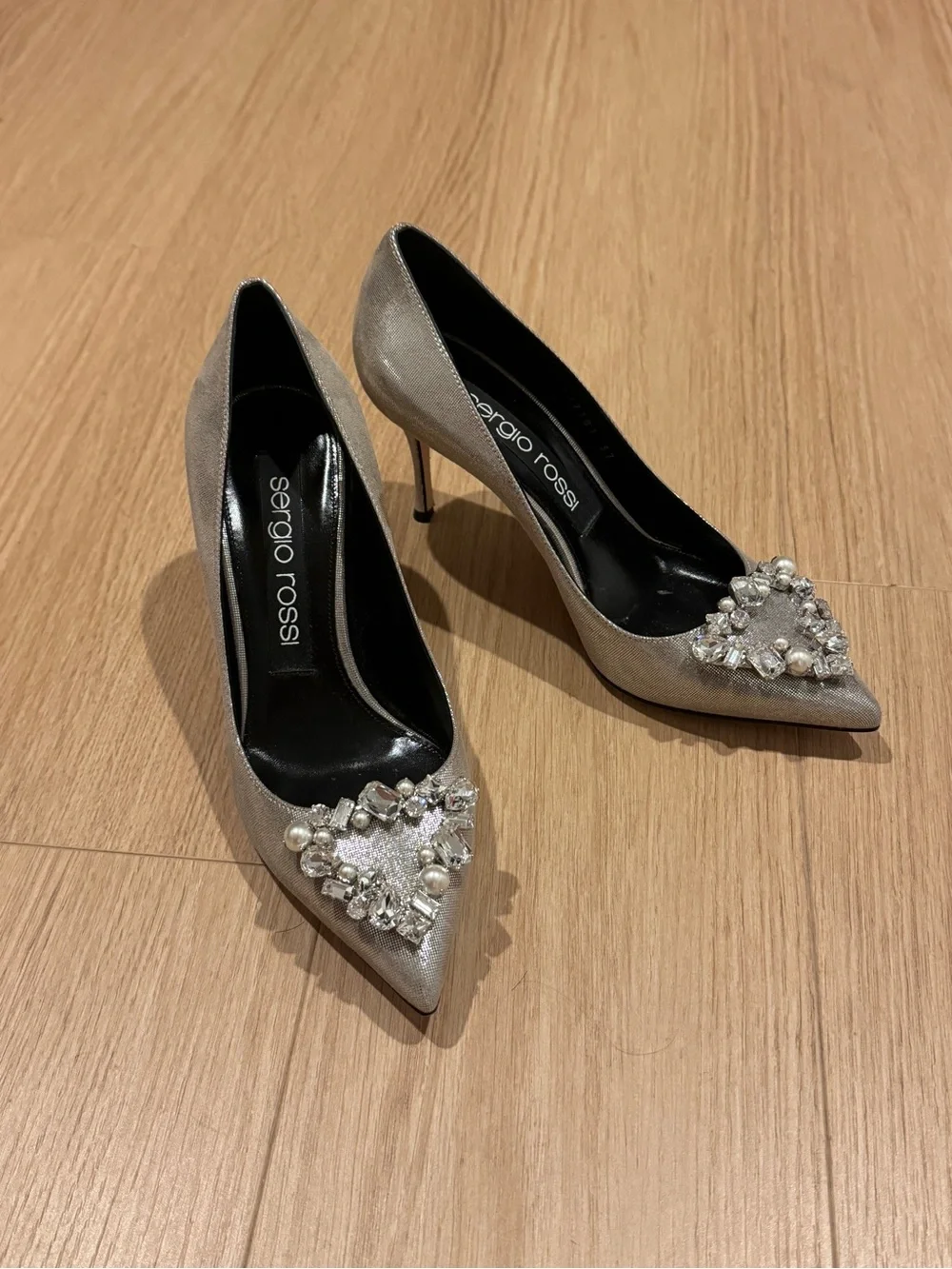 Sergio Rossi Silver Pumps, Original Box and Dust Bags